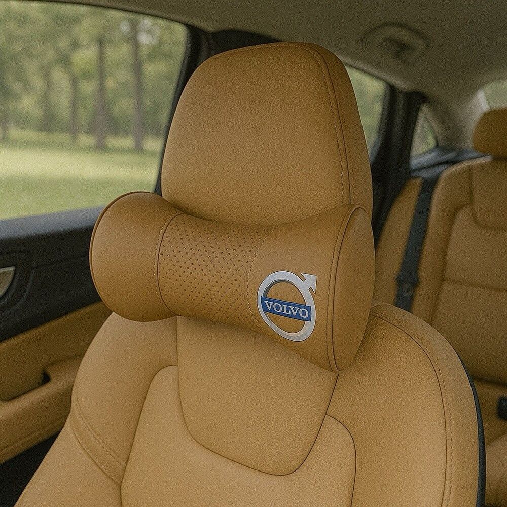 Car Neck Support For Volvo Seat Headrest Soft Head Support Auto Cover Tan